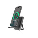 Batería externa inalámbrica magnética de 15 W con soporte integrado, 10 000 mAh, negra.
